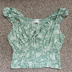 Green Floral Top off shoulder top